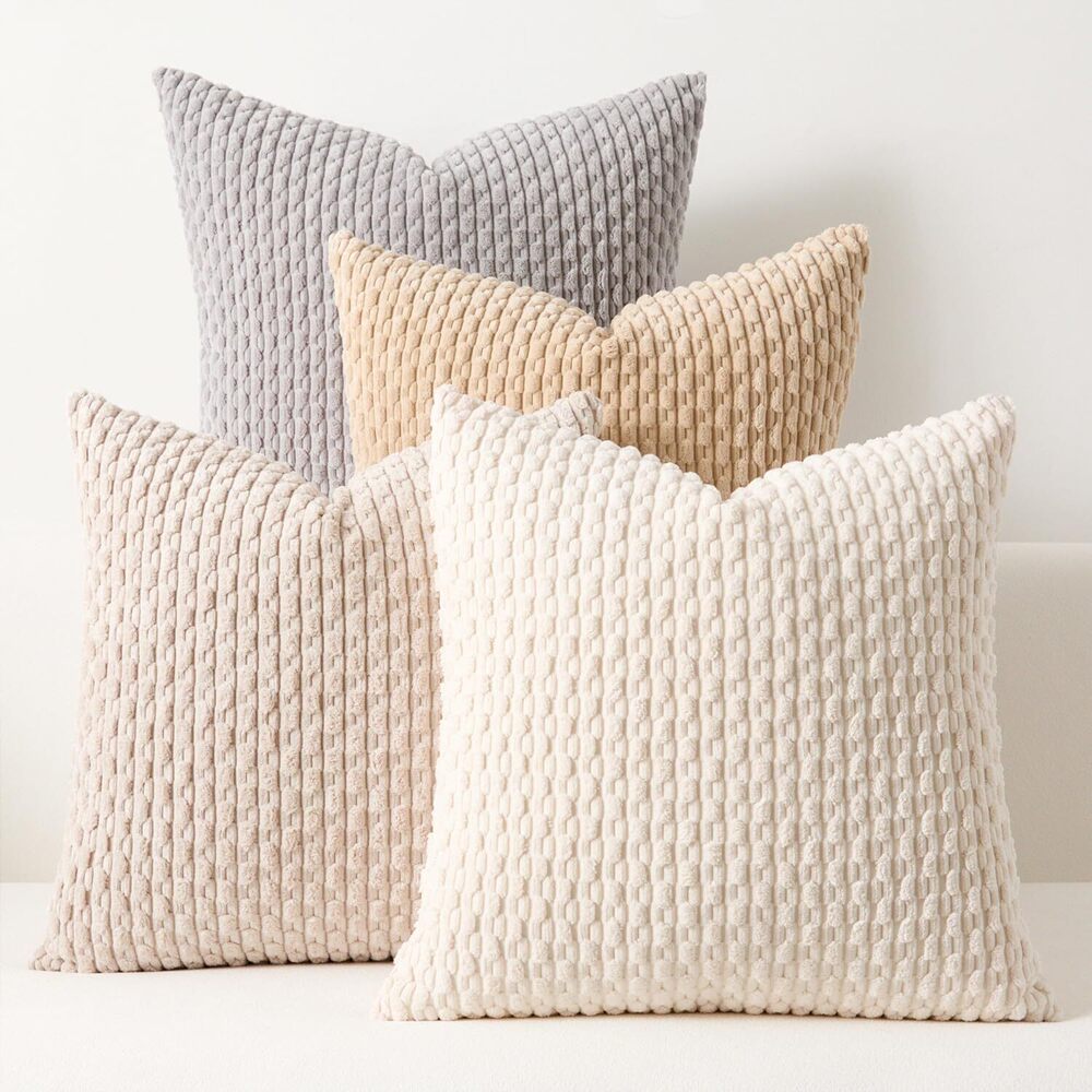 9064 Kevin Textile Decorative Pillow Covers 16x16 Inch Set of 4 Soft Boho